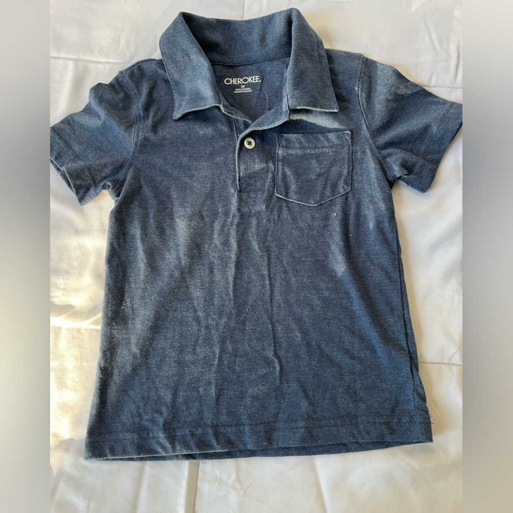 Cherokee Boys Collar Short Sleeve Tee Blue/Gray